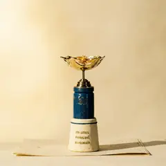 Cricket trophy editorial still-life