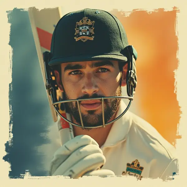 Cricket player portrait photograph for editorial hub card